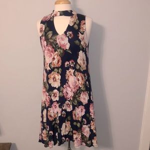 Navy floral cotton dress